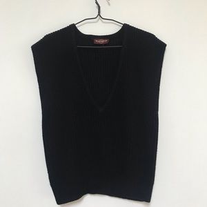 Vintage Checkmate Sweater Vest Deep V-neck Black